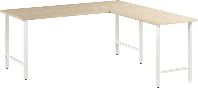 Bush Business Furniture Hustle 72W X 30D L Shaped Computer Desk with Metal Legs in Natural Elm, Modular Corner Table for Home and Professional Office