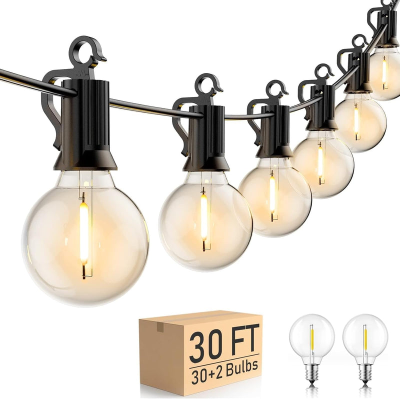 Brightown Outdoor String Lights - Globe Patio Lights 30 Ft with 30 G40 Shatterproof Bulbs, Waterproof Connectable Commercial Hanging Lights for Backyard, Bistro, Porch, Cafe, Deck