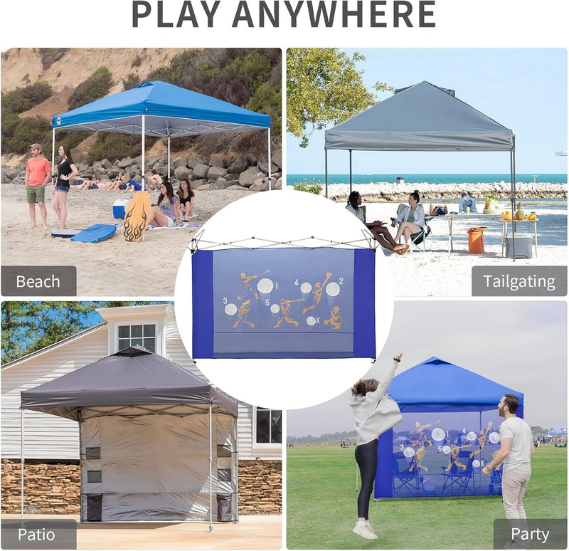 CROWN SHADES 10X10 Universal Canopy Game Sidewall - Accessories Pop up Canopy Gaming Netting - Outdoor Games for Adults and Family - Easy Setup for Tailgating, Events, Parties, Backyard (Blue)