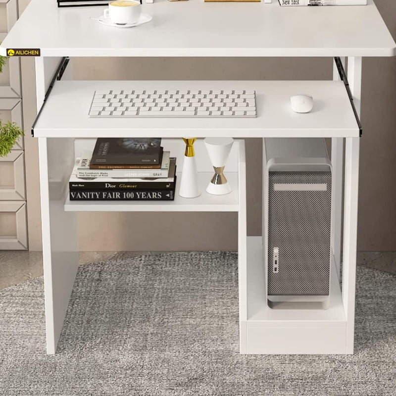 Computer Desk with Storage Shelves, 29.5''Home Office Desk with Monitor Stand, Small Writing Desk Table with Keyboard Tray,Study Table with CPU Stand for Small Spaces save Space