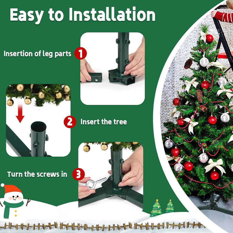 Christmas Tree Stand for Artificial Trees, Christmas Tree Base for 4 Ft to 8 Ft Artificial Trees, Fits 0.5-1.25 Inch Tree Pole, Green