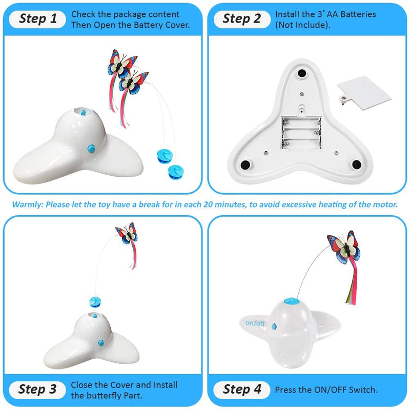 Flurff Zenes Cat Toys, Funny Exercise Electric Flutter Rotating Kitten Toys, Cat Teaser with Butterfly Replacement