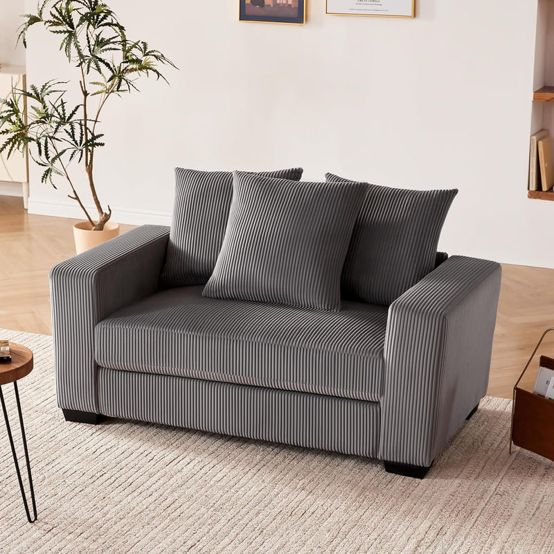 Canapé sectionnel confortable en velours côtelé de 101,6 pouces pour le salon, canapé modulaire rembourré en forme de L avec coussins épais et accoudoirs élargis pour 4 personnes, gris