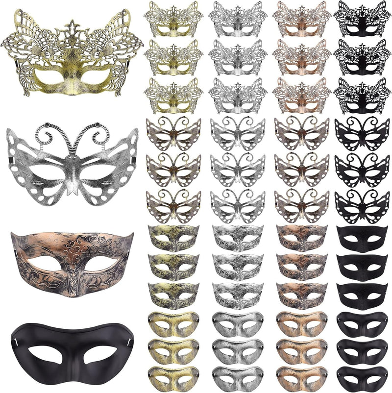 FEQO 48 Pieces Masquerade Masks Vintage Antique Masks Venetian Masks