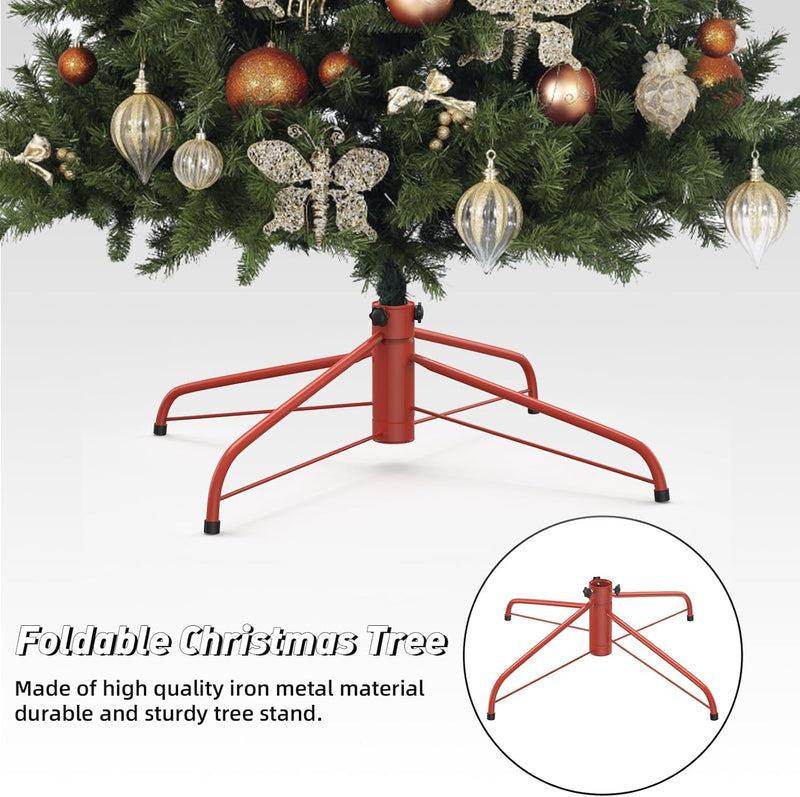 Christmas Tree Stand for Artificial Trees, 19.7 Inches Metal Christmas Tree Base Stand with Screw, Folding Artificial Christmas Tree Stand Replacement for 4-10 Ft Xmas Trees(Red)