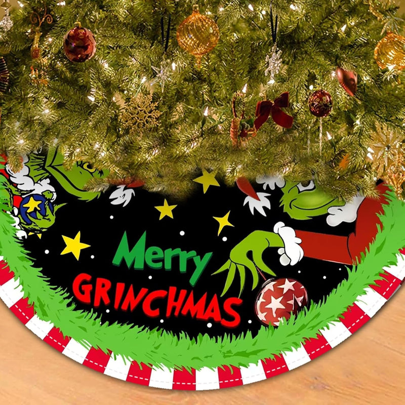 Christmas Tree Skirt 48 Inch, Soft and Funny Merry Christmas Tree Collar Farmhouse Xmas Holiday Decoration (Style 2)