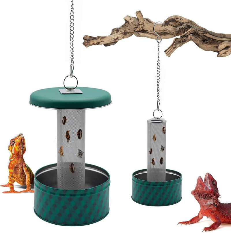 Chameleon Feeding Bowl,Hookable Lizard Feeder with Metal Mesh Column for Prey to Climb and Move,Suitable for Lizard, Iguana, Gecko,Bearded Dragon