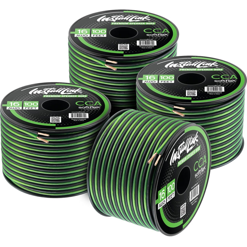 16 AWG Gauge Speaker Wire Cable Stereo, Car or Home Theater, CCA (100 Feet) by Install Link