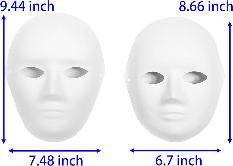 CALPALMY 14 Pack Paper Mache Masks - 2 Sizes for Artistic Projects, Theater, Halloween, Masquerade Parties, Classroom Art