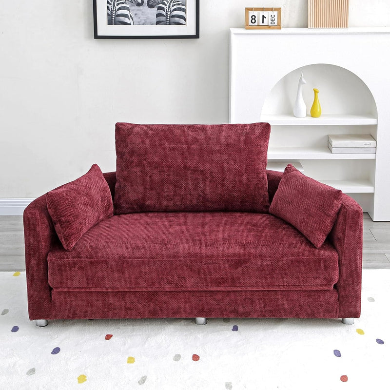 Foldable Sofa Bed, Folding Sleeper Couch Circular Floor Sofa Bed, Futon Couch Convertible Loveseat Sofa Lazy Sofa Couch for Balcony Living Room Dark Red