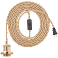 15.4Ft Pendant Light Cord Kit, Industrial Vintage Plug in E26 Socket Hanging Light with Switch, Hemp Rope Hanging Light Fixture for Pendant Lamp Farmhouse Lamp Cable DIY