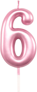 1st Birthday Candle First Year Pink Happy Birthday Number One Candles for Cake Topper Decoration for Party Kids Adults Numeral 1 10 100 11 21 16 14 12 18 13 11 91 Home & Garden > Decor > Home Fragrances > Candles XNOVA Number 6  