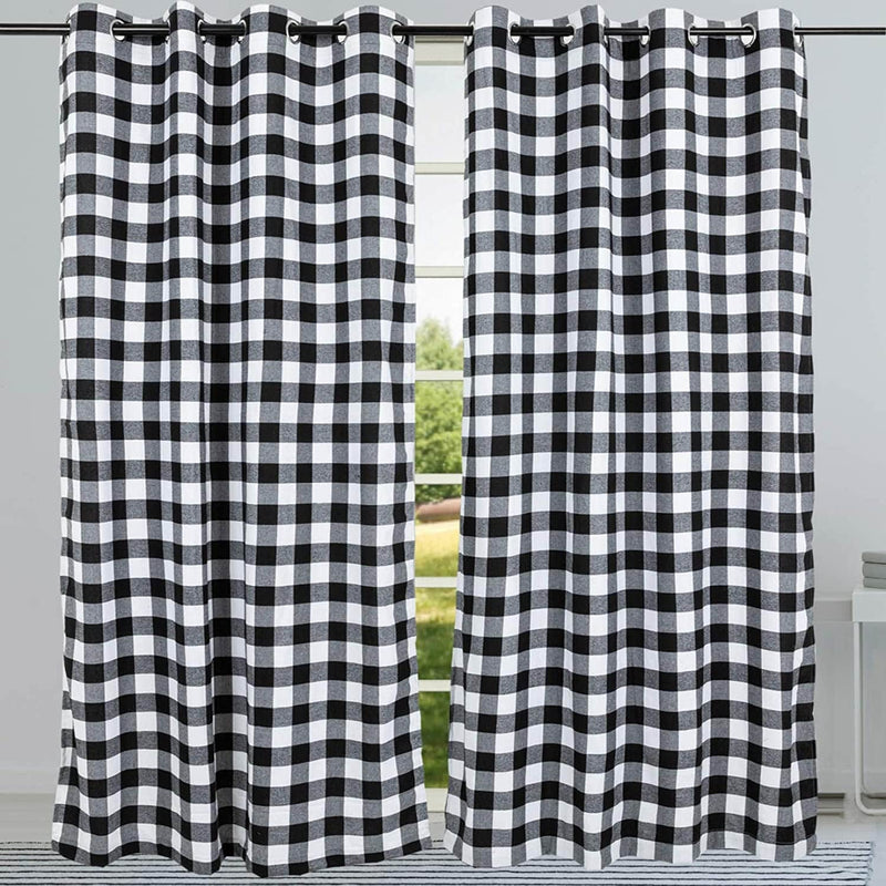 2 Pack Buffalo Check Plaid Window Curtain Panels (52"Ã—84") for Living Room, Bedroom Farmhouse Courtyard Style Grommet Treatment Curtains Home Décor 52 Inch by 84 Inch (Red and Black) Home & Garden > Decor > Window Treatments > Curtains & Drapes WOSIBO Black  