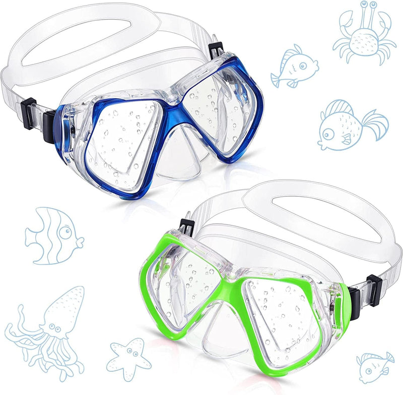 2 Pieces Swim Mask Diving Goggles Nose Goggles Underwater Swiming Mask Goggles for Kids Youth Girls Men Women Sporting Goods > Outdoor Recreation > Boating & Water Sports > Swimming > Swim Goggles & Masks Flutesan Blue, Green  