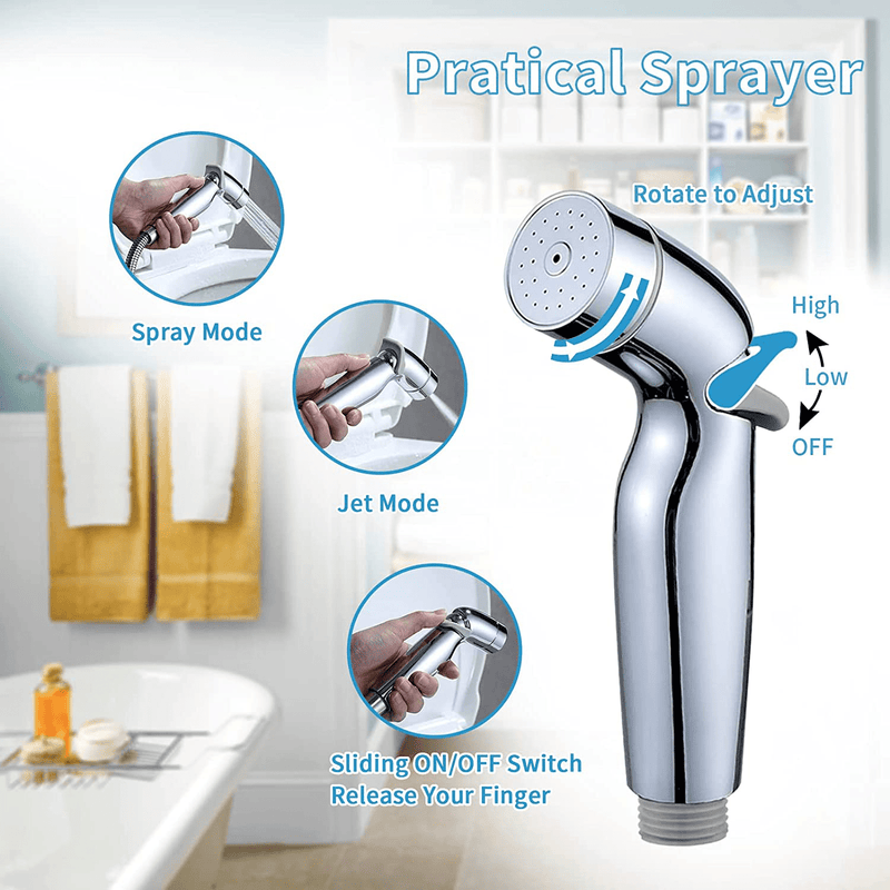 2 Sprays Handheld Bidet Sprayer for Toilet, Muslim Shower Toilet Sprayer Kit for Personal Hygiene Wash, Baby Cloth Diaper, Pet Bath and Baby Wash, Chrome Sporting Goods > Outdoor Recreation > Camping & Hiking > Portable Toilets & Showers Awelife   