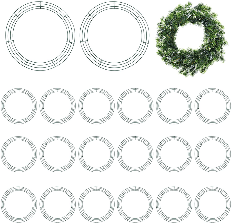 20 Pieces Wire Wreath Frame Floral Wire Wreath Making Rings for Valentines New Year Decorations, Dark Green (12 Inch) Home & Garden > Decor > Seasonal & Holiday Decorations Hotop 14 Inch  