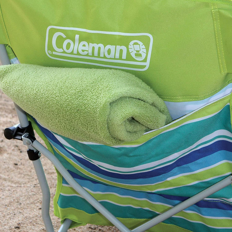 Coleman Utopia Breeze Beach Chair, Lightweight & Folding Beach Chair with Cup Holder, Seatback Pocket, & Relaxed Design; 21-Inch Seat Supports up to 250Lbs