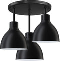 3-Light Metal Drum Semi Flush Mount Close to Ceiling Light Fixture with Black Finish Chandelier Shade for Porch,Hallway,Entryway,Dining Room,Living Room