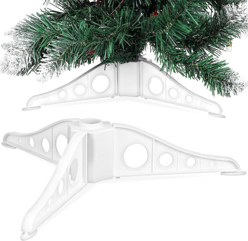 BESPORTBLE Christmas Tree Stand, Folding White Artificial Christmas Tree Base Christmas Fake Tree Holder Xmas Tree Stand DIY Craft Supply for Artificial Trees