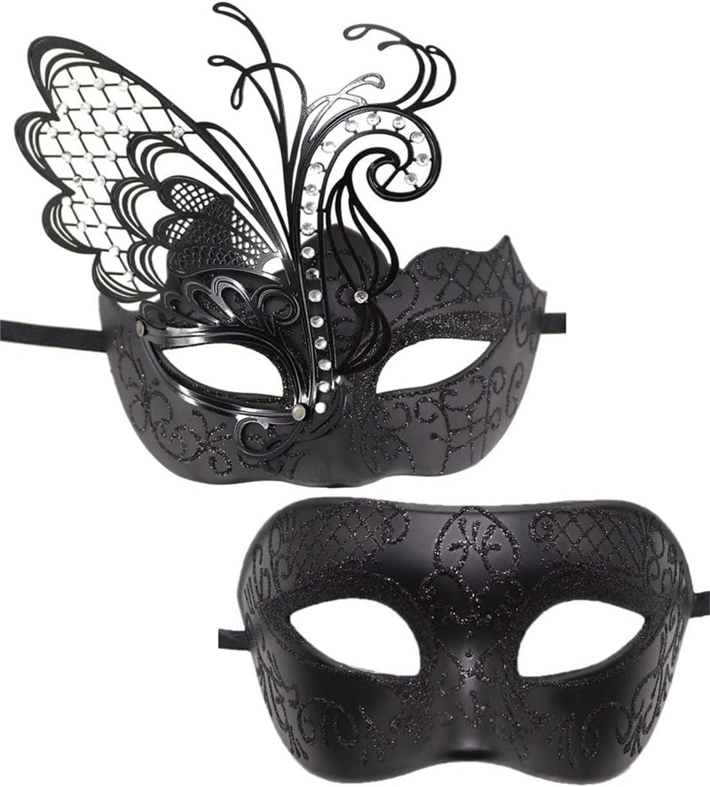 Awlsyj Couples Masquerade Mask Metal Roman Venetian Halloween Mardi Gras Costumes Party Ball Prom Mask