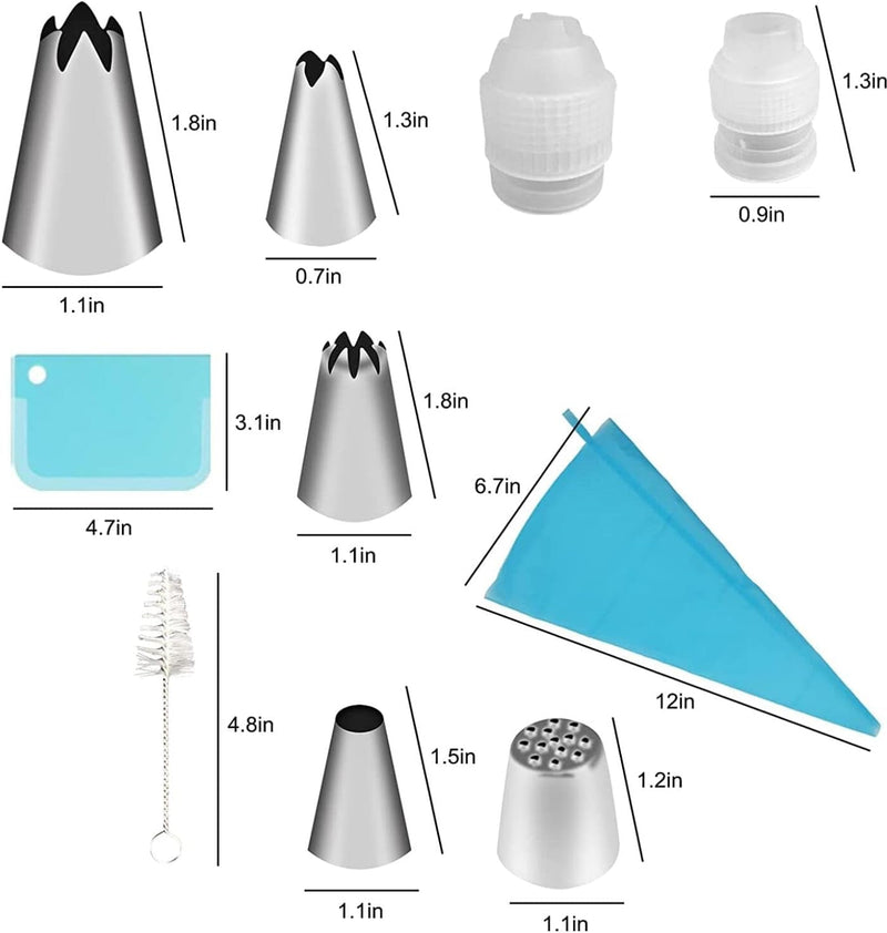 Cake Piping Set for Baking with Reusable Piping Bags and Tips, Standard Converters, Silicone Rings, Decorating Supplies for Deviled Egg , Cupcake and Cookie Icing