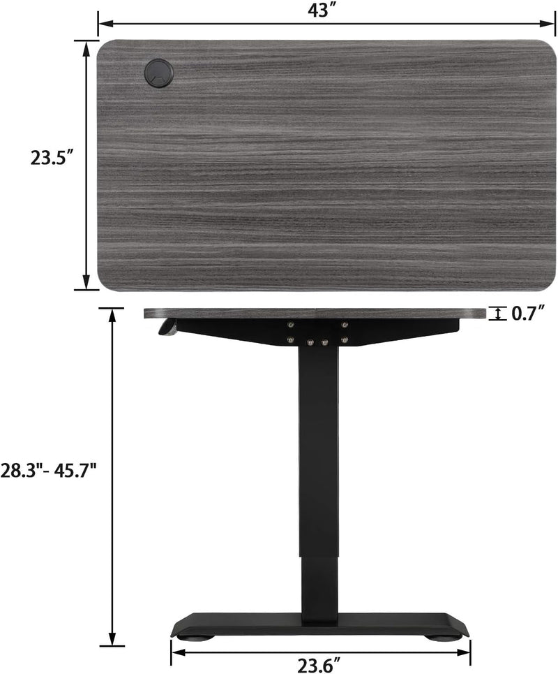 Furmax Office Standing Desk with Height Adjustable Metal Legs, Carbon