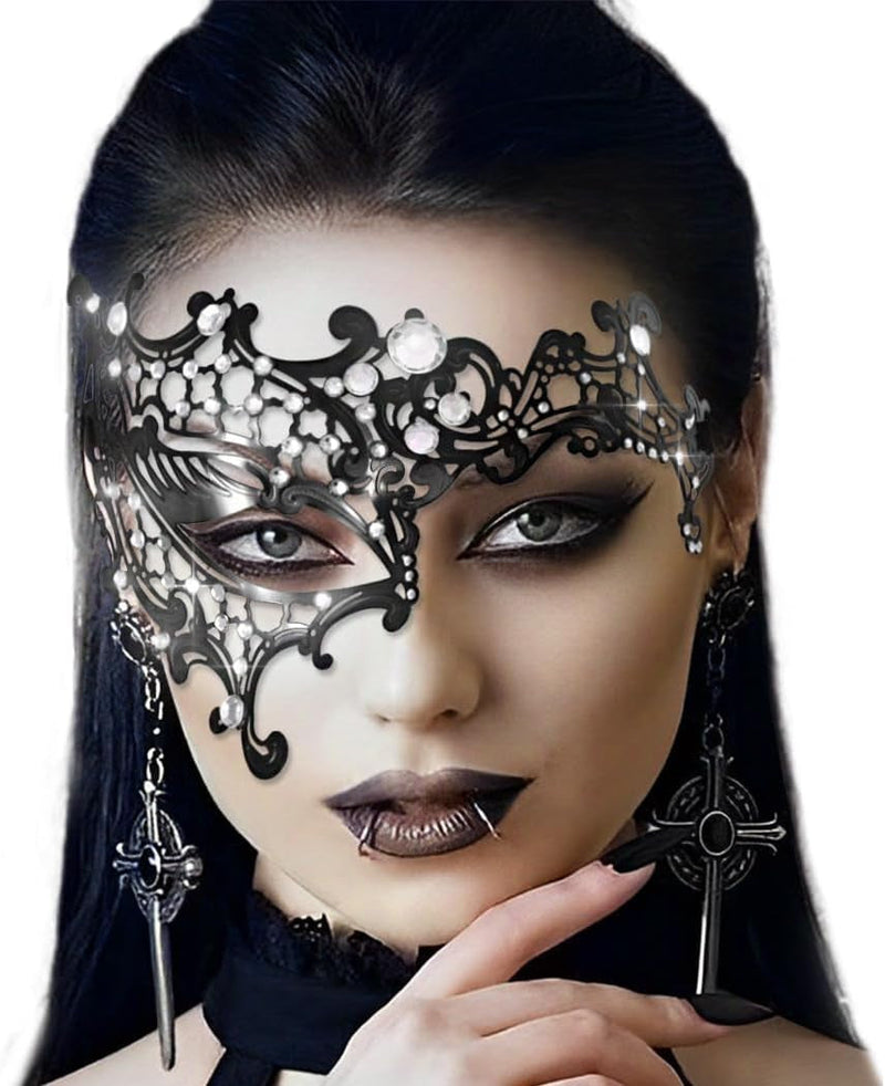 BODIY Metal Masquerade Mask for Women Shiny Carnival Costume Masks Mardi Gras Half Mask