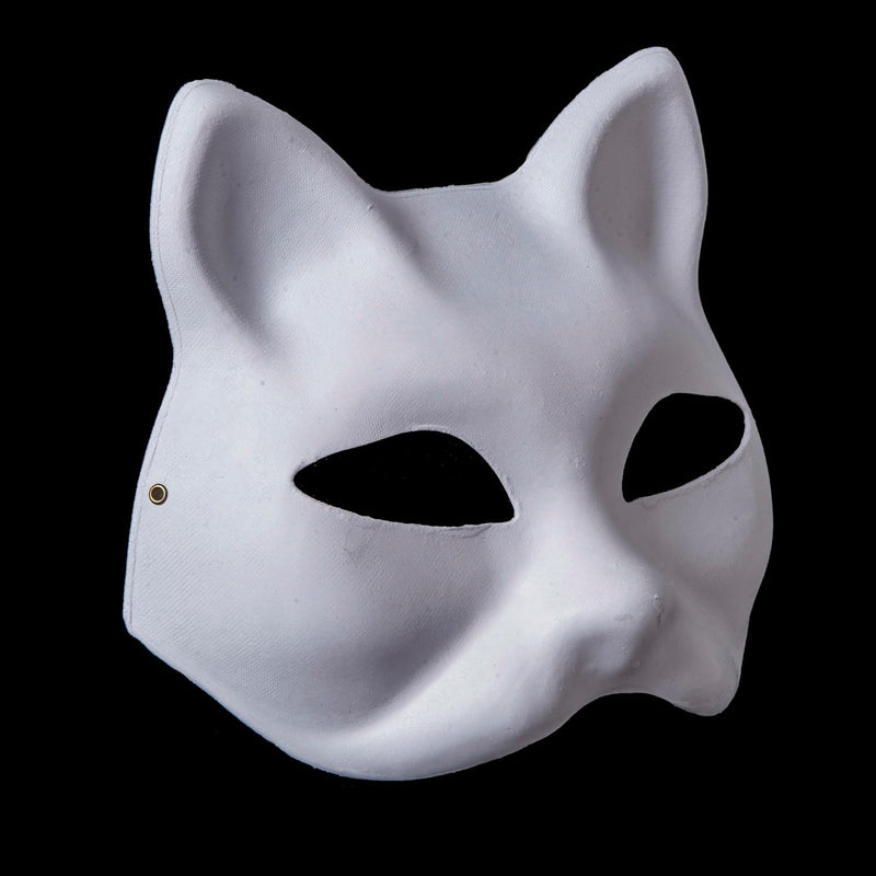 Cat Mask White Paper Cat Masks Blank Fox Mask Unpainted Half Facemasks DIY Paint Masquerade Mask Costume Prop