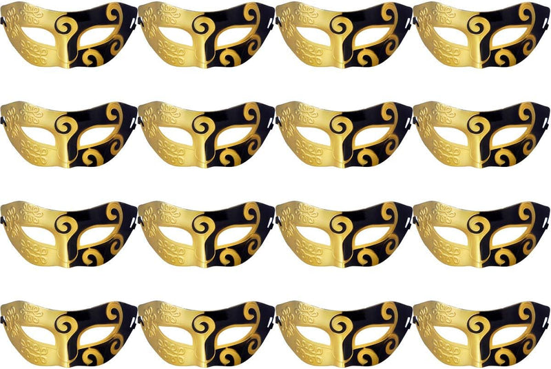 CISMARK Unisex Retro Masquerade Mask Mardi Gras Costume Party Acccessory(Pack of 16)