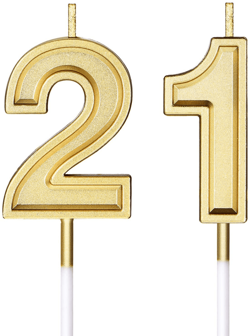 21st Birthday Candles Cake Numeral Candles Happy Birthday Cake Candles Topper Decoration for Birthday Wedding Anniversary Celebration Favor (Black) Home & Garden > Decor > Home Fragrances > Candles Syhood Gold  