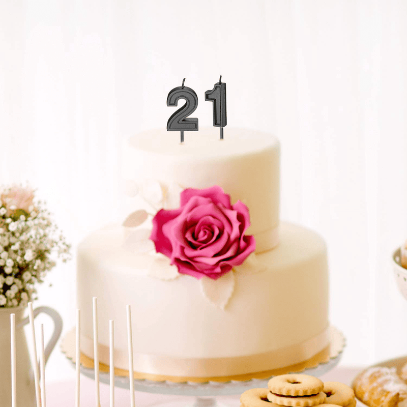 21st Birthday Candles Cake Numeral Candles Happy Birthday Cake Candles Topper Decoration for Birthday Wedding Anniversary Celebration Favor (Black) Home & Garden > Decor > Home Fragrances > Candles Syhood   