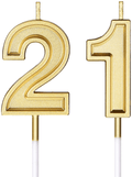 21st Birthday Candles Cake Numeral Candles Happy Birthday Cake Candles Topper Decoration for Birthday Wedding Anniversary Celebration Favor (Green) Home & Garden > Decor > Home Fragrances > Candles Syhood Gold  