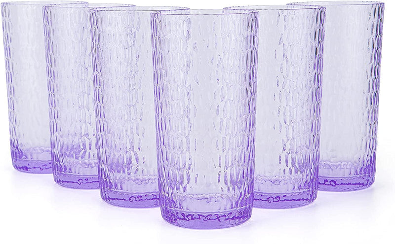 22-Ounce Honeycomb Highball Glasses Plastic Tumbler Acrylic Glasses, Set of 6 Blue Home & Garden > Kitchen & Dining > Tableware > Drinkware KX-WARE Purple 6 