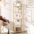 Bookcase Bookshelf, Tempered Glass Bookshelves, Slim Shelving Unit for Bedroom, Bathroom, Home Office, Steel Frame, 5 Tier Gold BC05001G