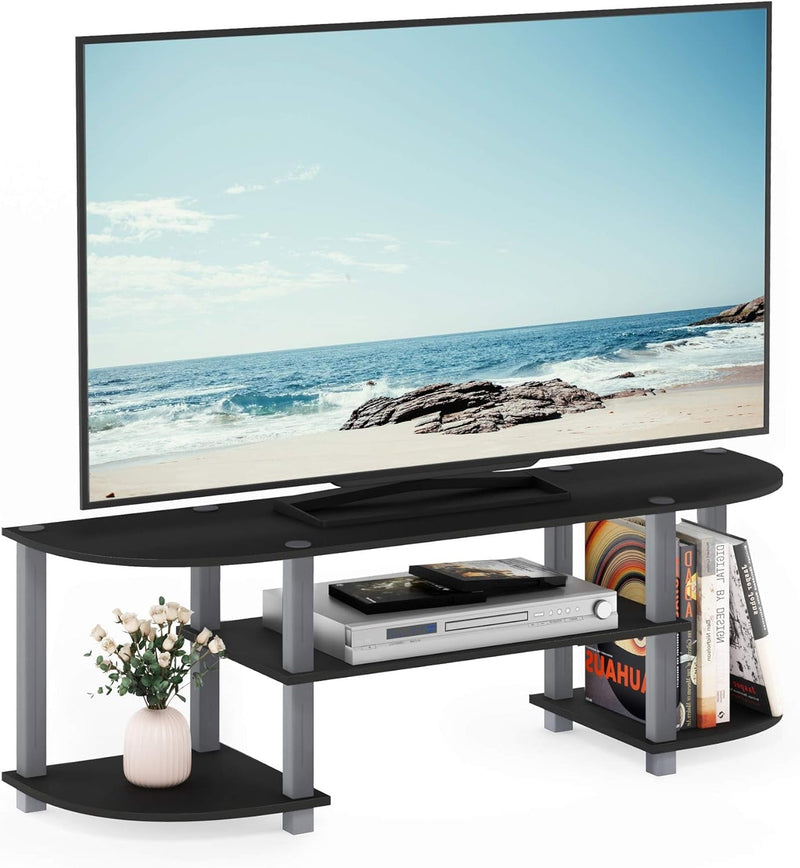 Furinno Turn-S-Tube Wide TV Entertainment Center, Black/Grey