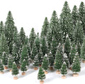 30Pcs Mini Christmas Trees Artificial Christmas Tree Bottle Brush Trees with Wooden Base for Christmas Decor Christmas Party Home Table Craft Decorations(Green+Silver+White)