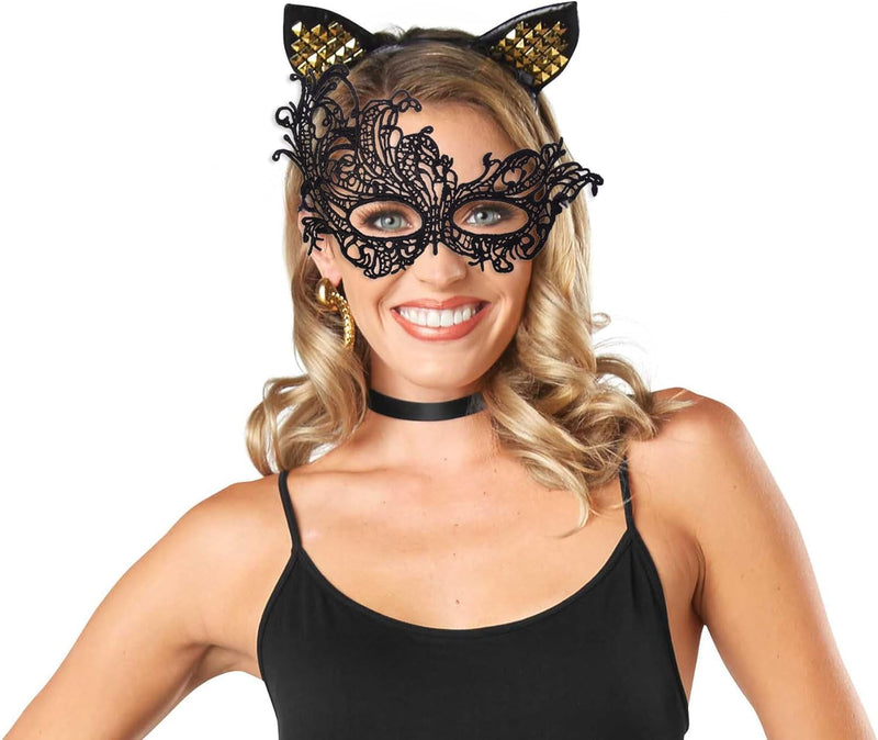 2 Pieces Women'S Masquerade Mask Lace Eye Mask for Ball Proms,Masquerade Party Costume Party Halloween Carnival