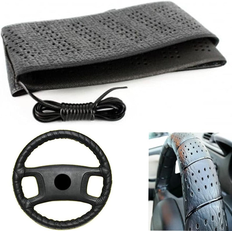 Generic Black Lace-On Steering Wheel Cover Grip Classic Stretch Accessory Auto Vehicle