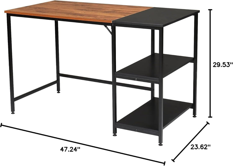 Computer Desk with Storage, Executive Desk Teens Study Student Desk Writing Home Office Desks for Bedroom Small Spaces Furniture 120 X 60 X 75Cm