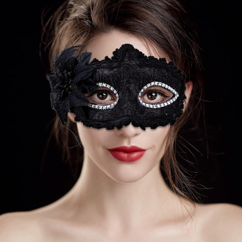 Boobeen Halloween Lace Mask, Masquerade Venetian Mask Lace Eye Mask, Half Face Masquerade Mask for Carnival Ball Dress Party