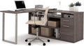 Bestar Solay L-Shaped Desk, 60W, Bark Grey
