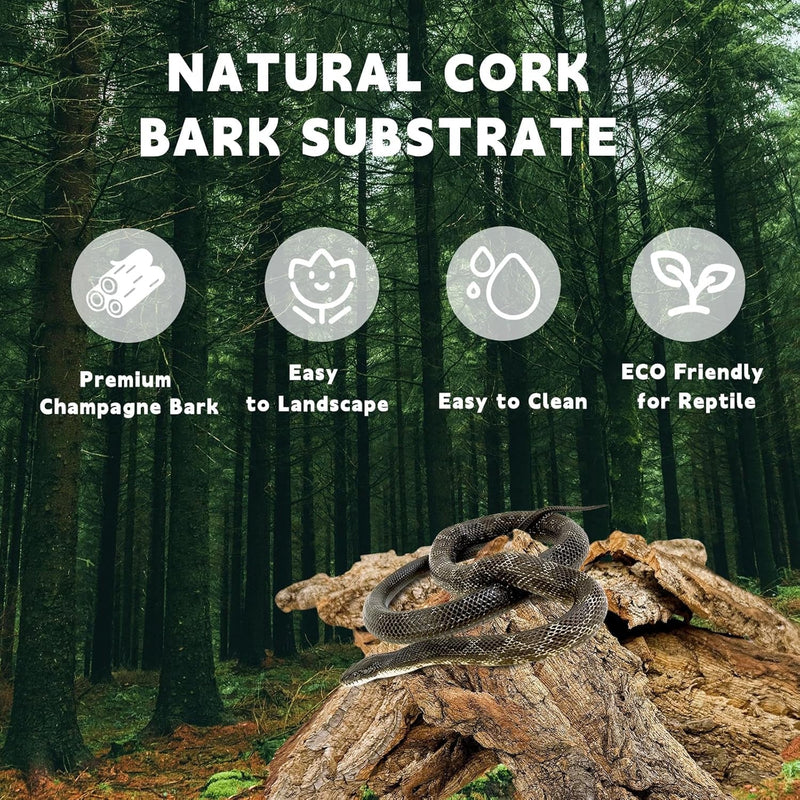 BNOSDM Reptile Terrarium Bark Substrate Bedding Tortoise Natural Cork Bark Reptile Climbing Mat Habitat Decor for Lizard Snake Spiders Hermit Crabs Tarantula Geckos Bearded Dragons (0.7 LB)