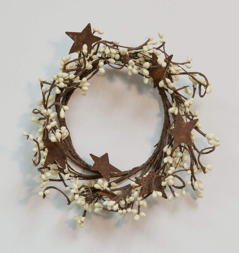 CWI Gifts Pip Twig Star Wreath Rings - Decorative Candle Rings - Candle Rings for Pillars - Farmhouse Candle Rings - Perfect Winter Wreaths for Candles - Tea Stain 4 X 8