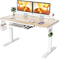 Ergear Dual Motor Electric Standing Desk with Drawers,48X24 Inch Whole-Piece Glass Desktop Quick Install,Height Adjustable Stand up Sit Stand Home Office Ergonomic Workstation with USB Charging Ports