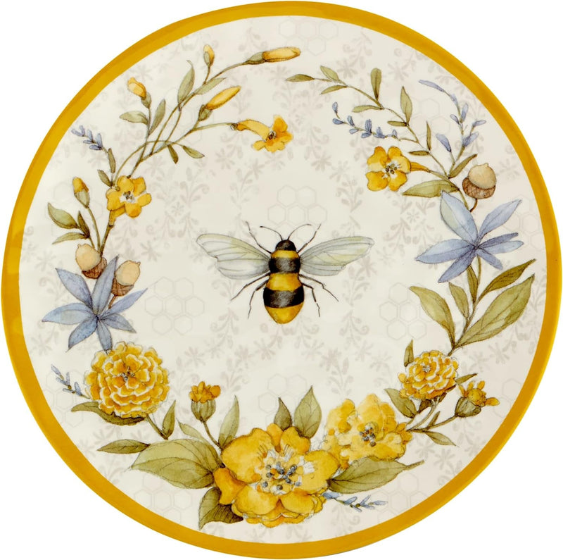 Certified International Bee Sweet 12 Piece Melamine Dinnerware Set, Service for 4, Multicolor