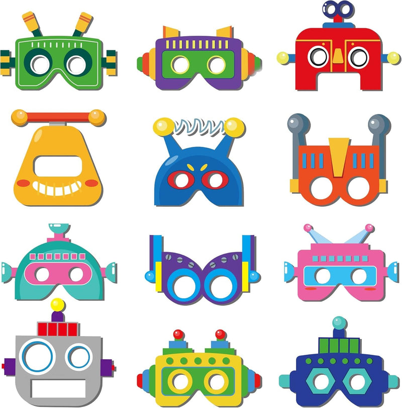 12 PCS Robot Paper Masks Robot Birthday Party Cosplay Masks for Birthday Party Bots Party Supplies Gift Robots Party Favor Birthday Cosplay Dress up Costumes for Kids Boy Girl Party Favors