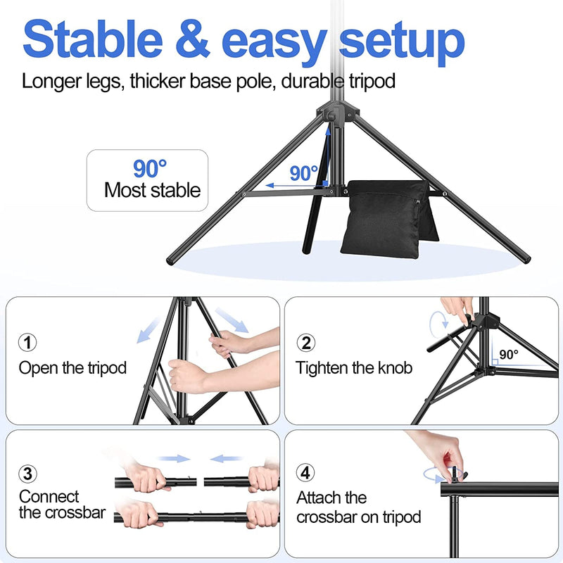 EMART Backdrop Stand 10X7.8Ft(Wxh) Photo Studio Adjustable Background Stand Support Kit with 2 Crossbars, 6 Backdrop Clamps,2 Sandbags and Carrying Bag for Parties Events Decoration