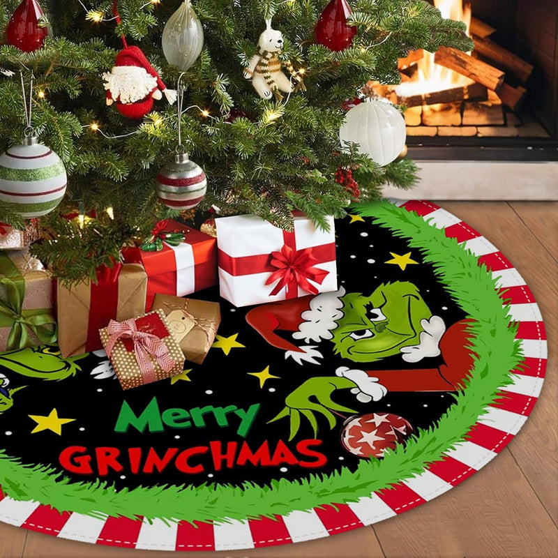 Christmas Tree Skirt 48 Inch, Soft and Funny Merry Christmas Tree Collar Farmhouse Xmas Holiday Decoration (Style 2)