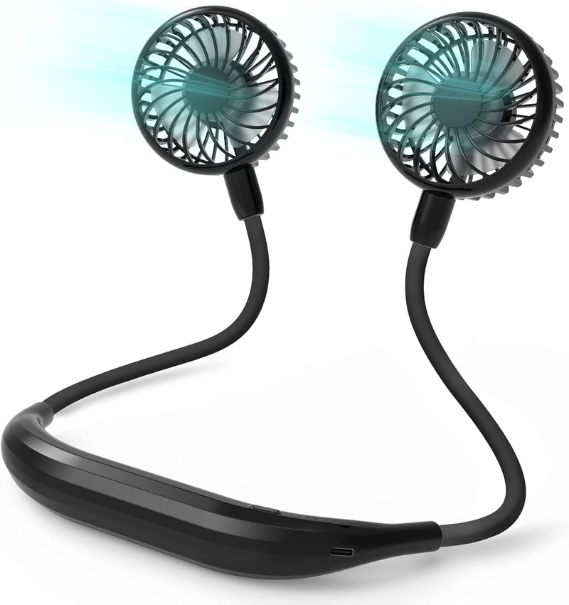 COMLIFE Portable Neck Fan, 2600Mah Battery Operated Ultra Quiet Hands Free USB Fan with Strong Wind, 360° Adjustable High Flexibility Wearable Personal Fan for Home Office Outdoor Travel (Black)