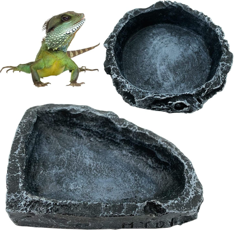 2 Pack Reptile Feeding Dish Corner Bowl, Reptile Water Dish Food Bowl, Reptile Feeding Terrarium Bowls for Bearded Dragon Lizard Frog Gecko Tortoise Hermit Crab